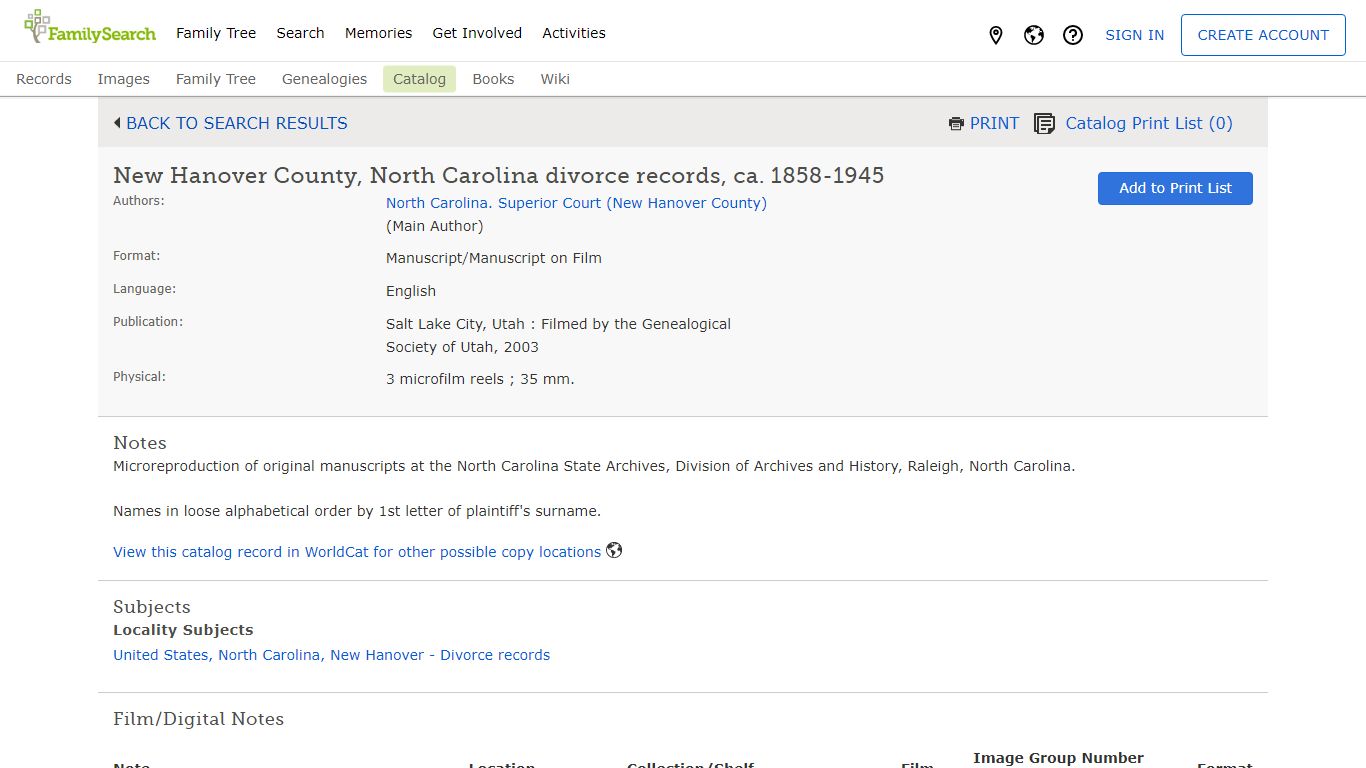 New Hanover County, North Carolina divorce records, ca. 1858-1945